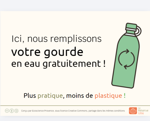 Affiches remplissage et vente de gourdes 