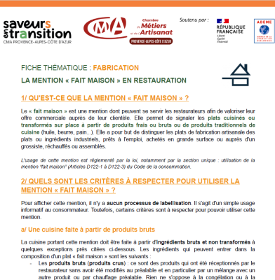 La mention "Fait Maison" en restauration